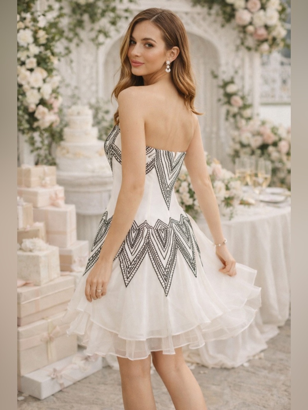 Free People Womens Sz 4 Strapless White Embroidered Fit Flare Mini Party Dress - Picture 15 of 15